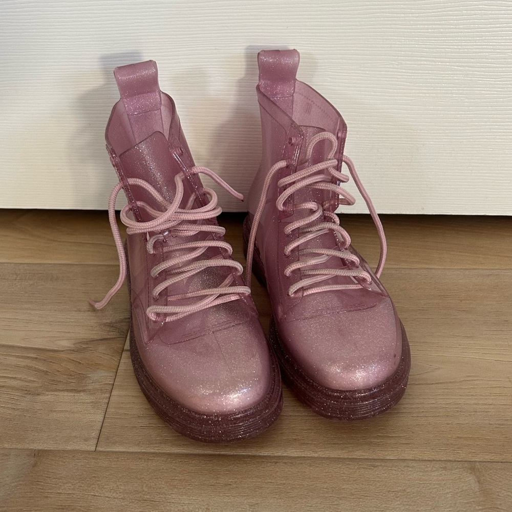 Girls Pink Glitter Mini Melissa boots size 1